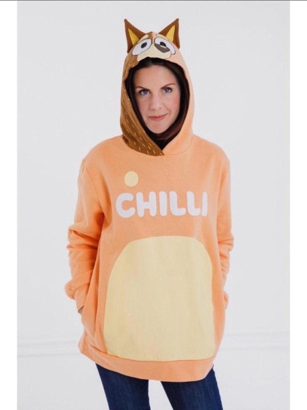 Bluey | Women's Costume Graphic Pullover Hoodie Chilli Orange | Size Small